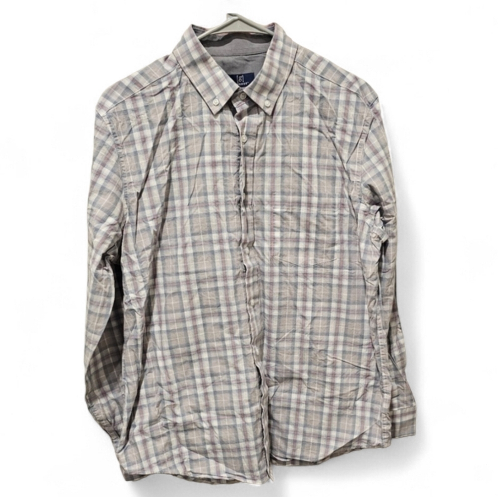 George Men's Plaid Shirt - White and Gray